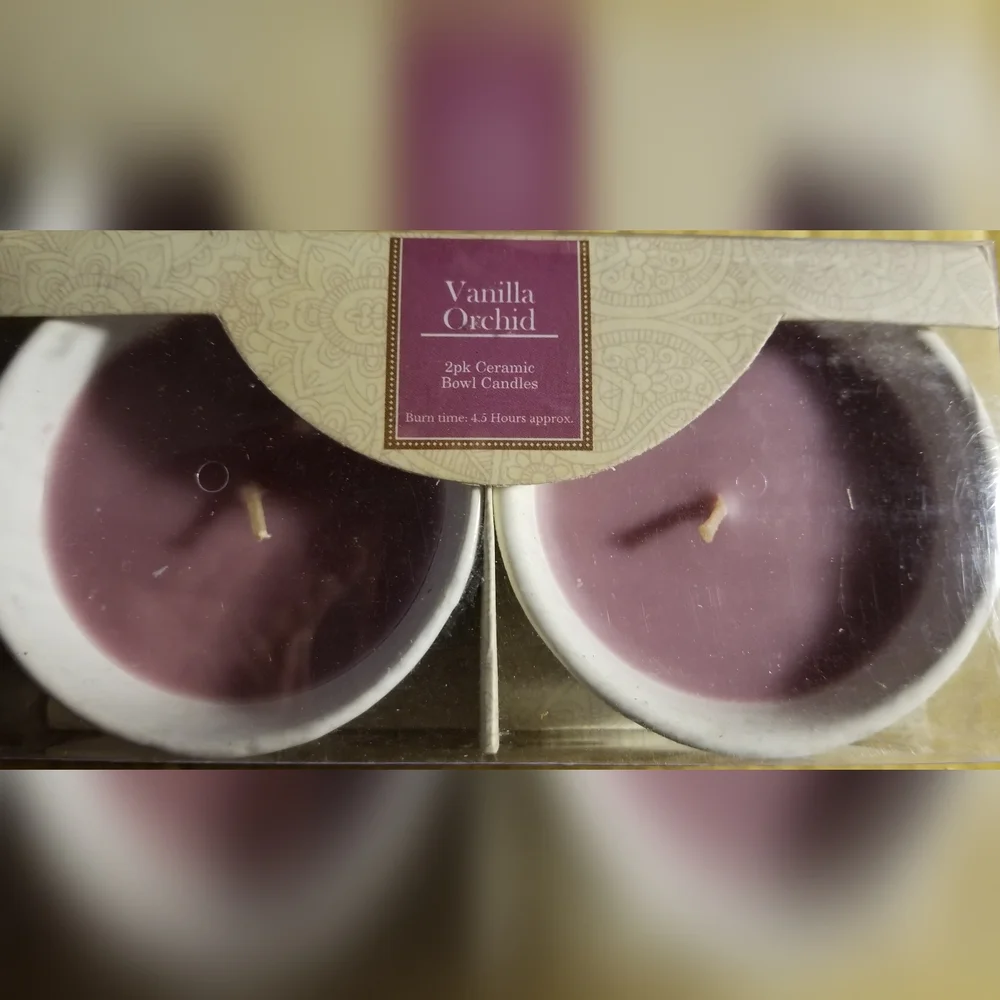 2pk Ceramic Bowl: Vanilla Orchid Candles